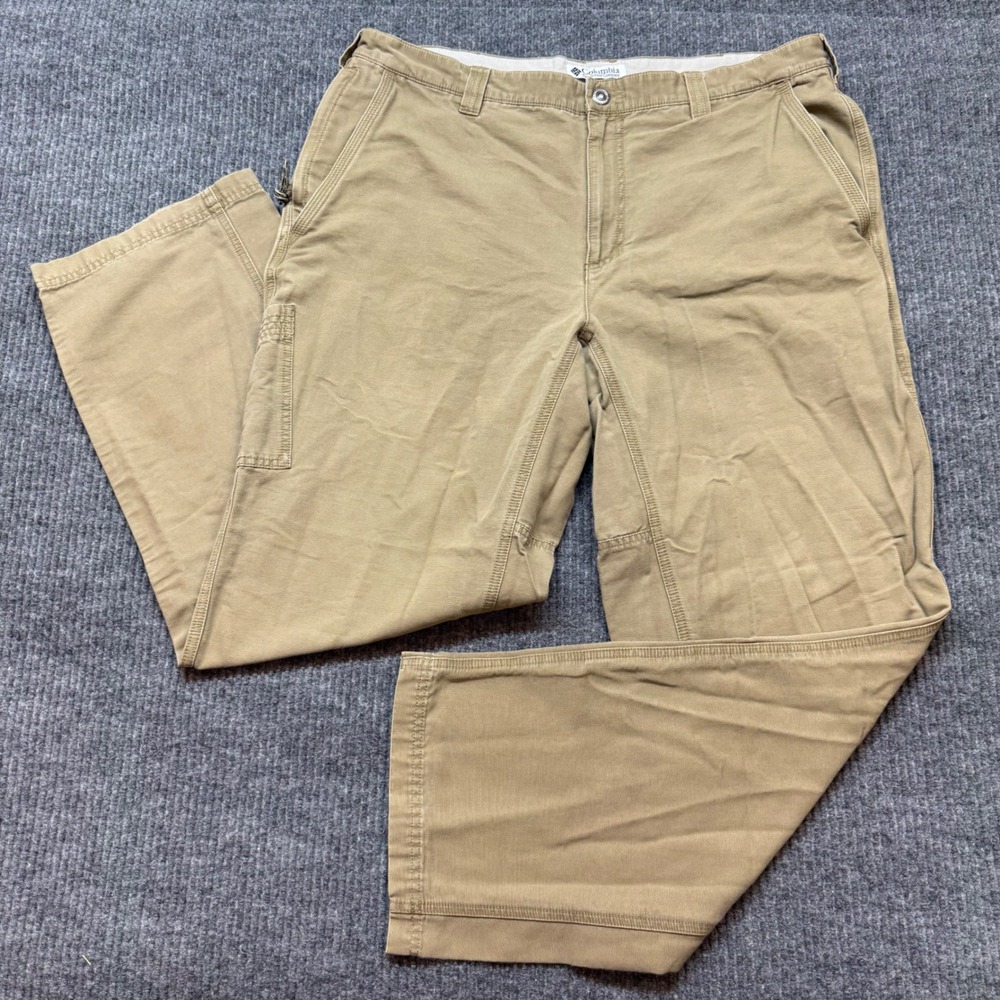 Columbia Khaki Outdoor Pants Mens 38x32 Hiking Trail Utility Performance